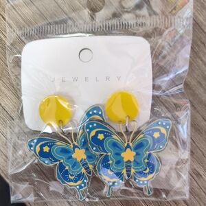 Blue and Yellow Butterfly Earrings